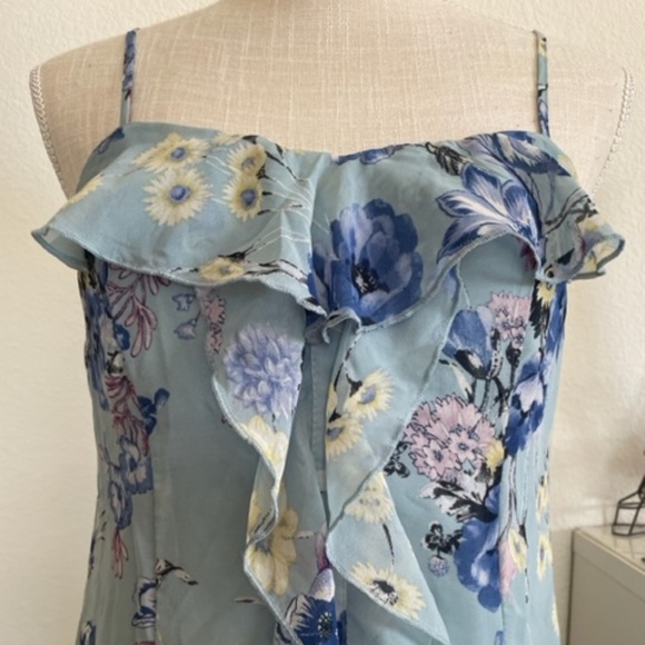 Xhilaration By Target | Y2K Blue Pastel Floral Ruffle Spaghetti Strap Top, XS - Picture 2 of 9
